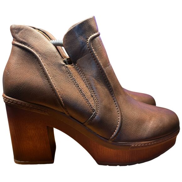 KORK Ease Robin Women's 8 Cognac Platform Clog Booties Chunky Lug Sole - Picture 6 of 13